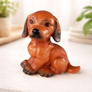 Vintage Goebel Dachshund Puppy Figurine 1989 W. Germany Brown Dog Collectible